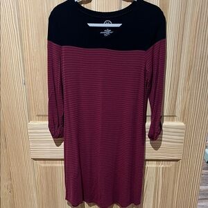 Maurice Burgundy and Black Striped 24/7 Dress